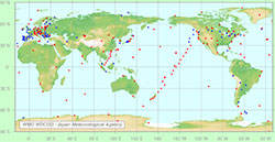 図6の2、地上にあるFTSの観測点を表した世界地図