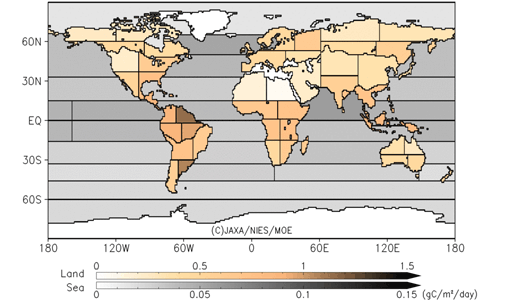 Figure 22. Level 4A data product. A sample map of regional CO2 flux uncertainties, August 2012.