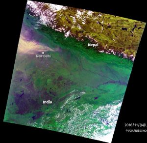 NEWS: GOSAT captured intense air pollution over New Delhi (acquired Nov. 4, 2016 and Nov. 7, 2016 (UTC))