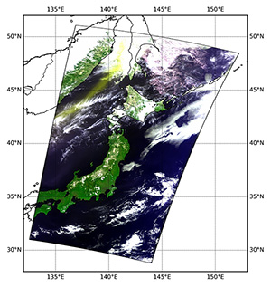 NEWS: GOSAT captured the appearance of yellow sand spreading in Japan Sea (acquired on Mar. 28, 2018 and Mar. 29, 2018 (UTC))