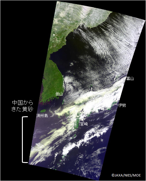 2013年3月10日の朝鮮半島～西日本のGOSAT CAI画像