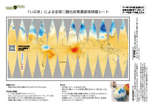 「いぶき」による全球二酸化炭素濃度地球儀シート（2013年7月）